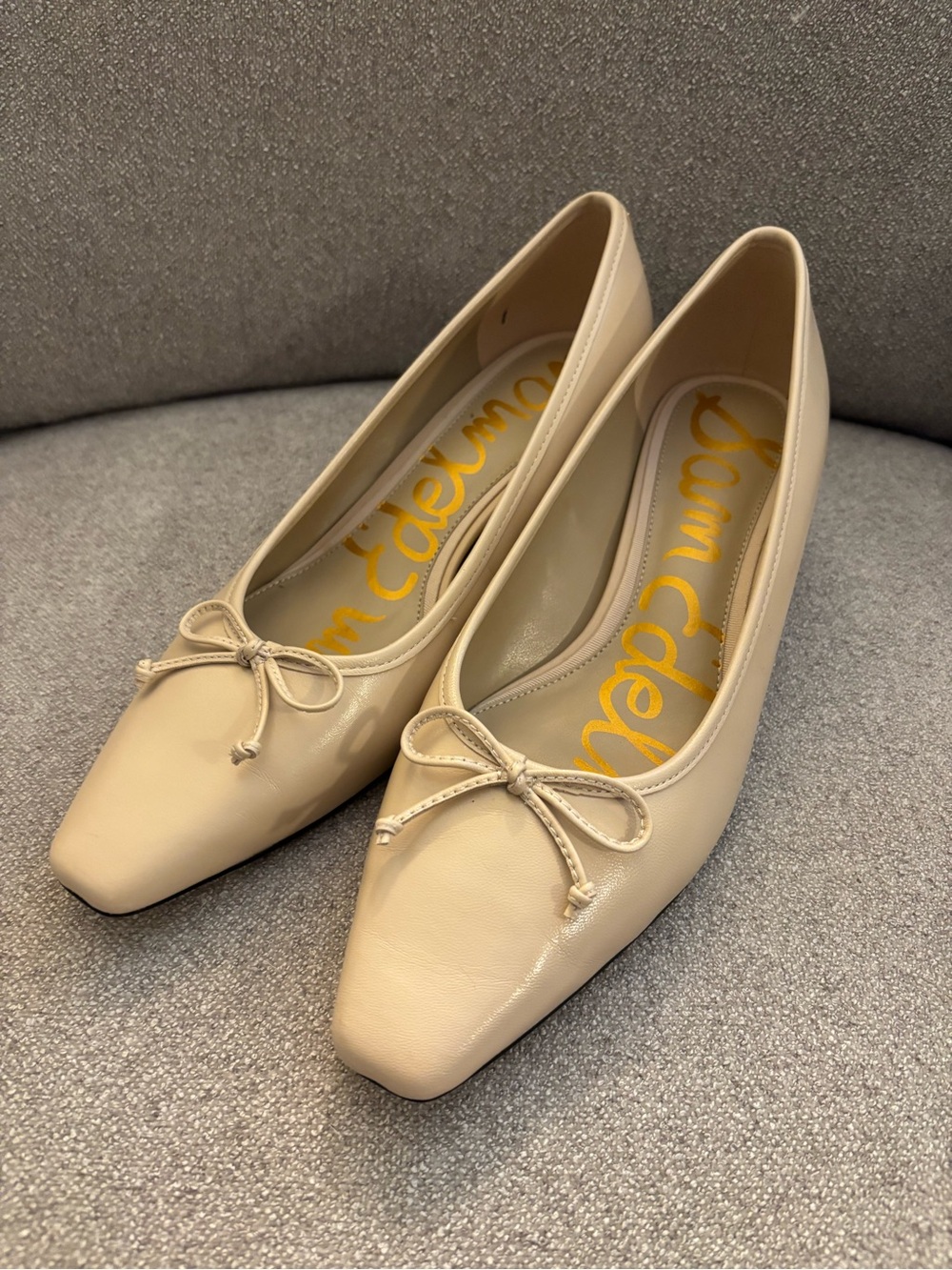 Sam Edelman Women's Rinda Beige Leather Bow Ballet Flats Heels size 9.5